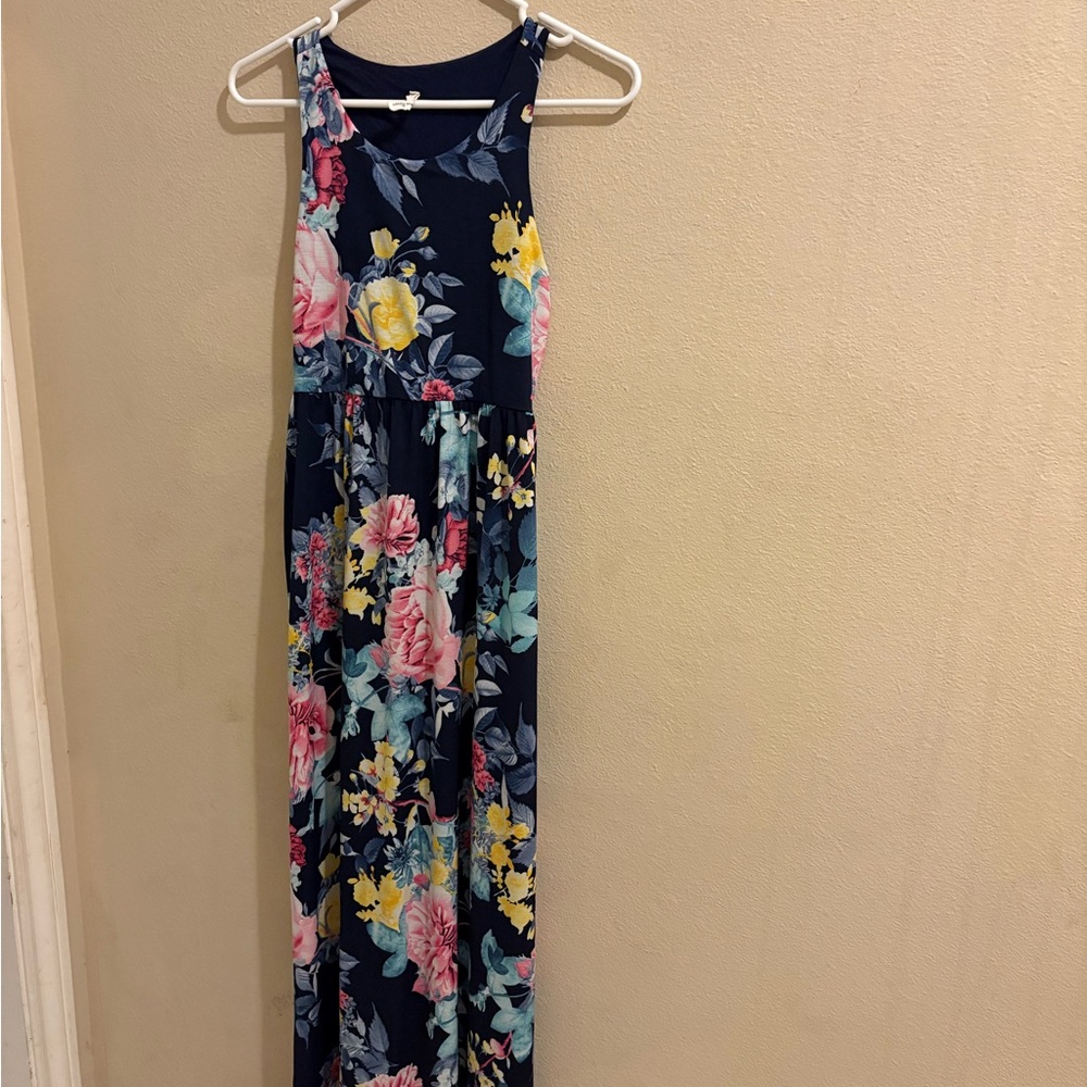 Navy Floral Beeson River Maxi Scoop Neck Dress